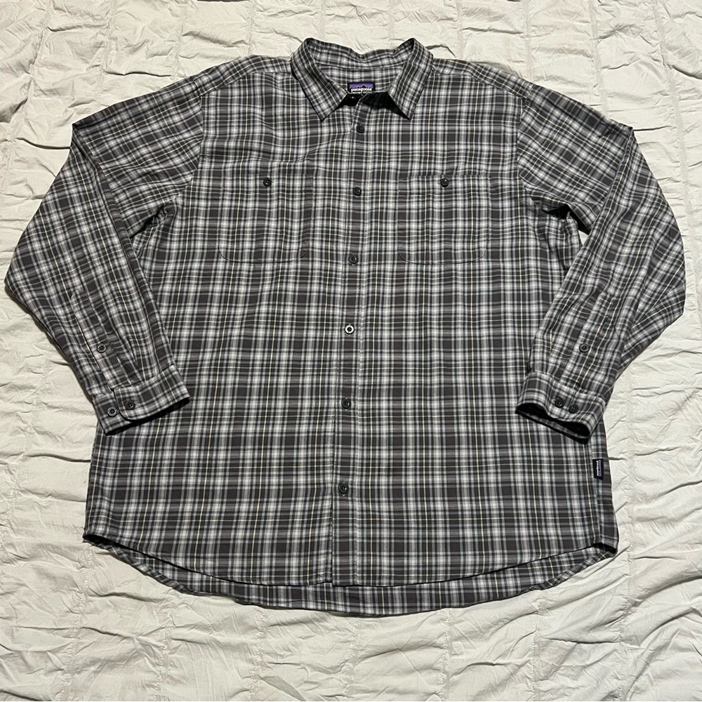Patagonia organic cotton plaid button pocket shirt Sz XXL